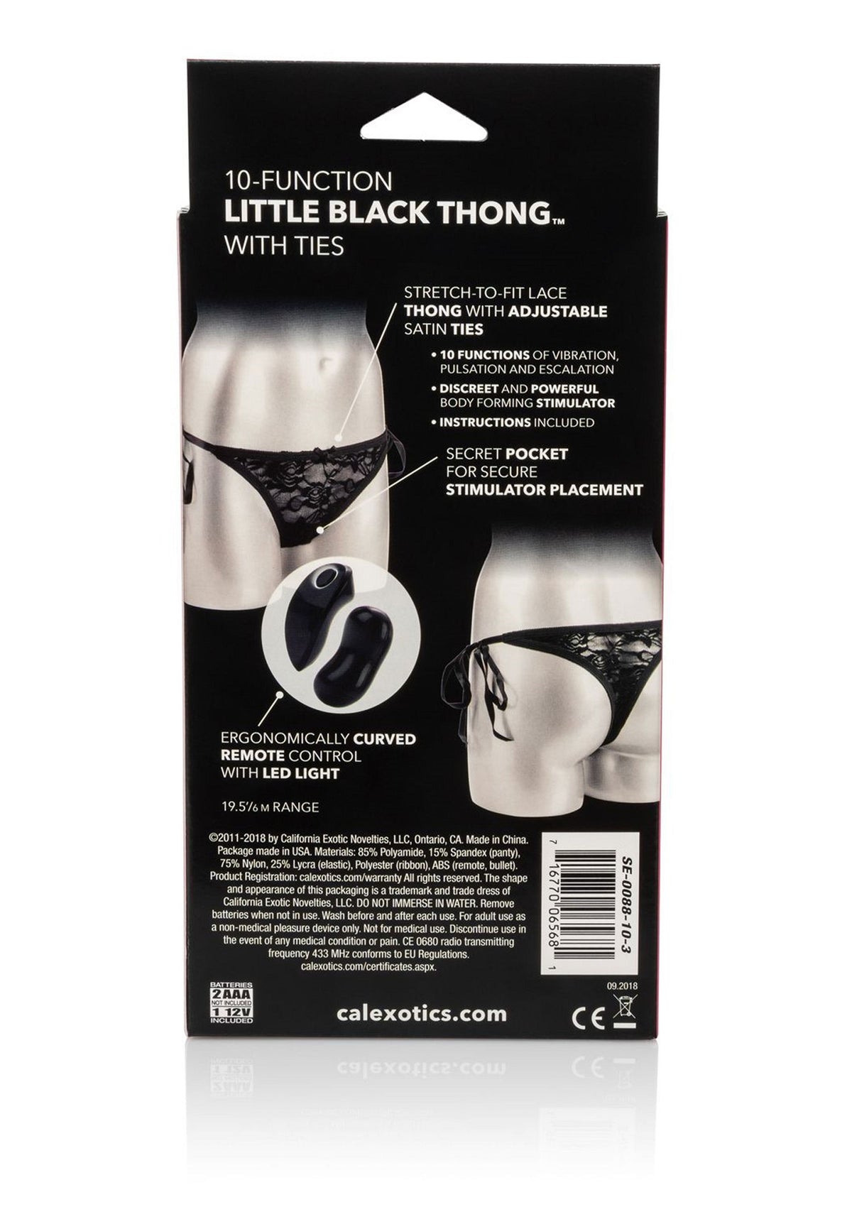 CalExotics 10-Function Little Black Thong with Ties