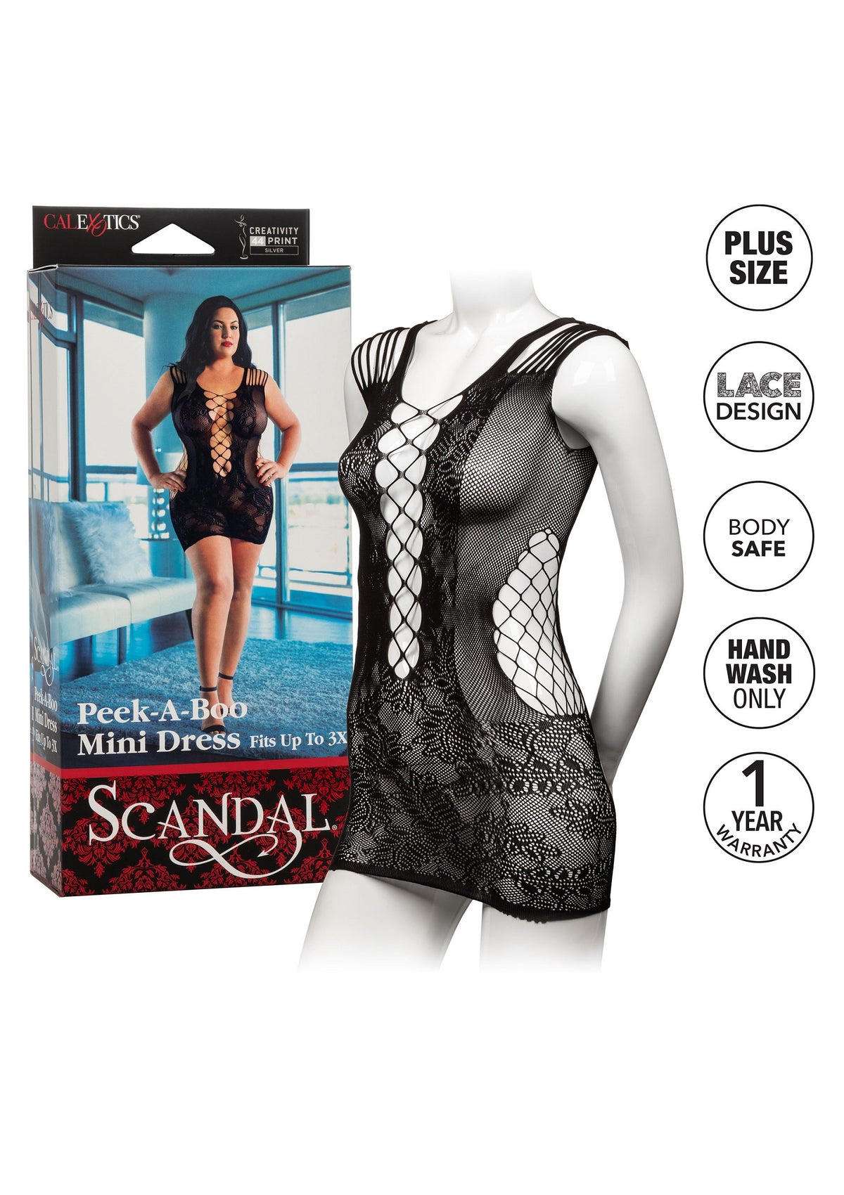 CalExotics Scandal Plus Size Peek-A-Boo Mini Dress