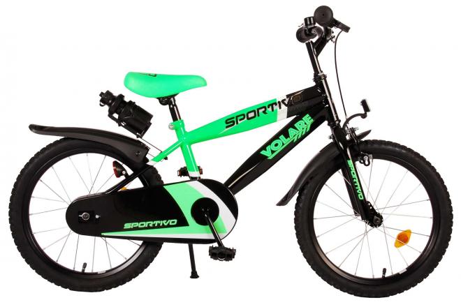 Volare Sportivo Kinderfiets - Jongens - 18 inch - Neon Groen Zwart - 95% afgemonteerd