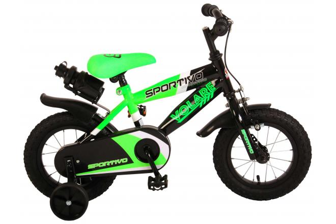 Volare Sportivo Kinderfiets - Jongens - 12 inch - Neon Groen/Zwart - 95% afgemonteerd