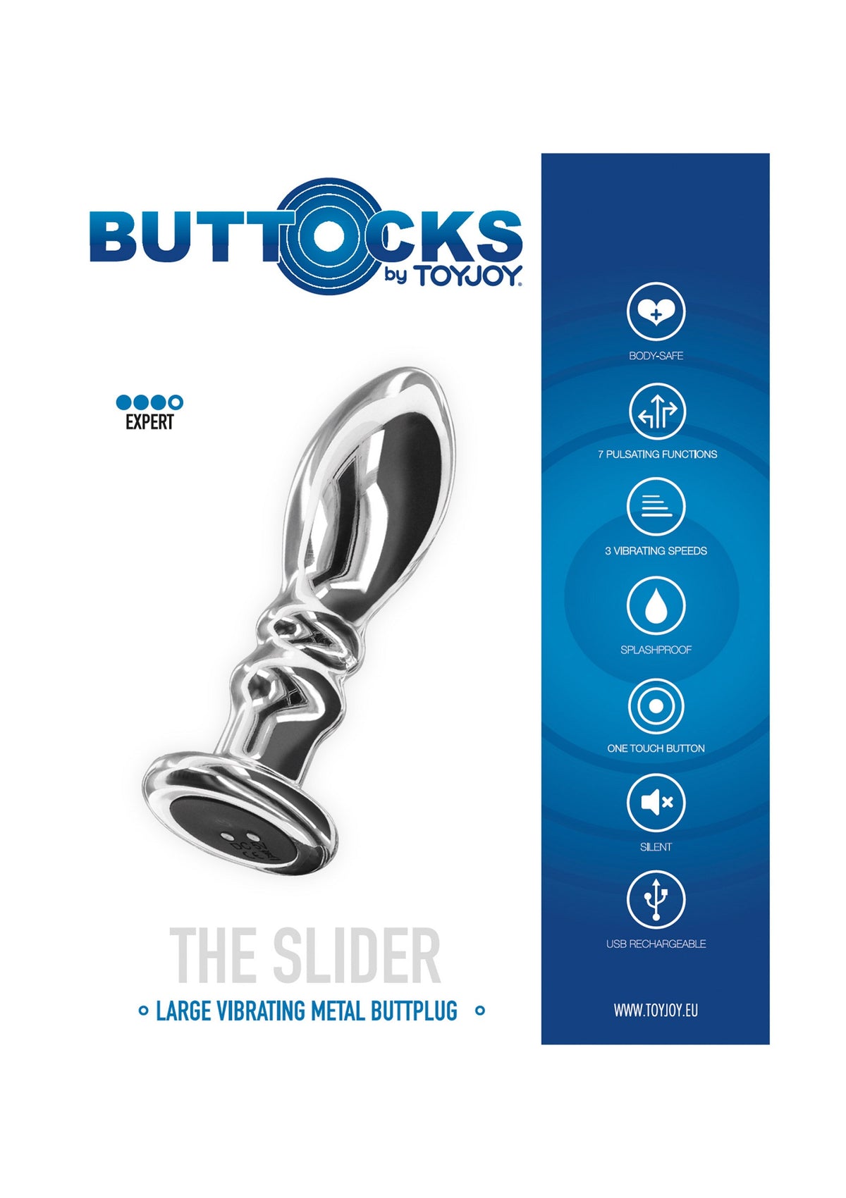 ToyJoy Buttocks Vibrating Metal Buttplug L