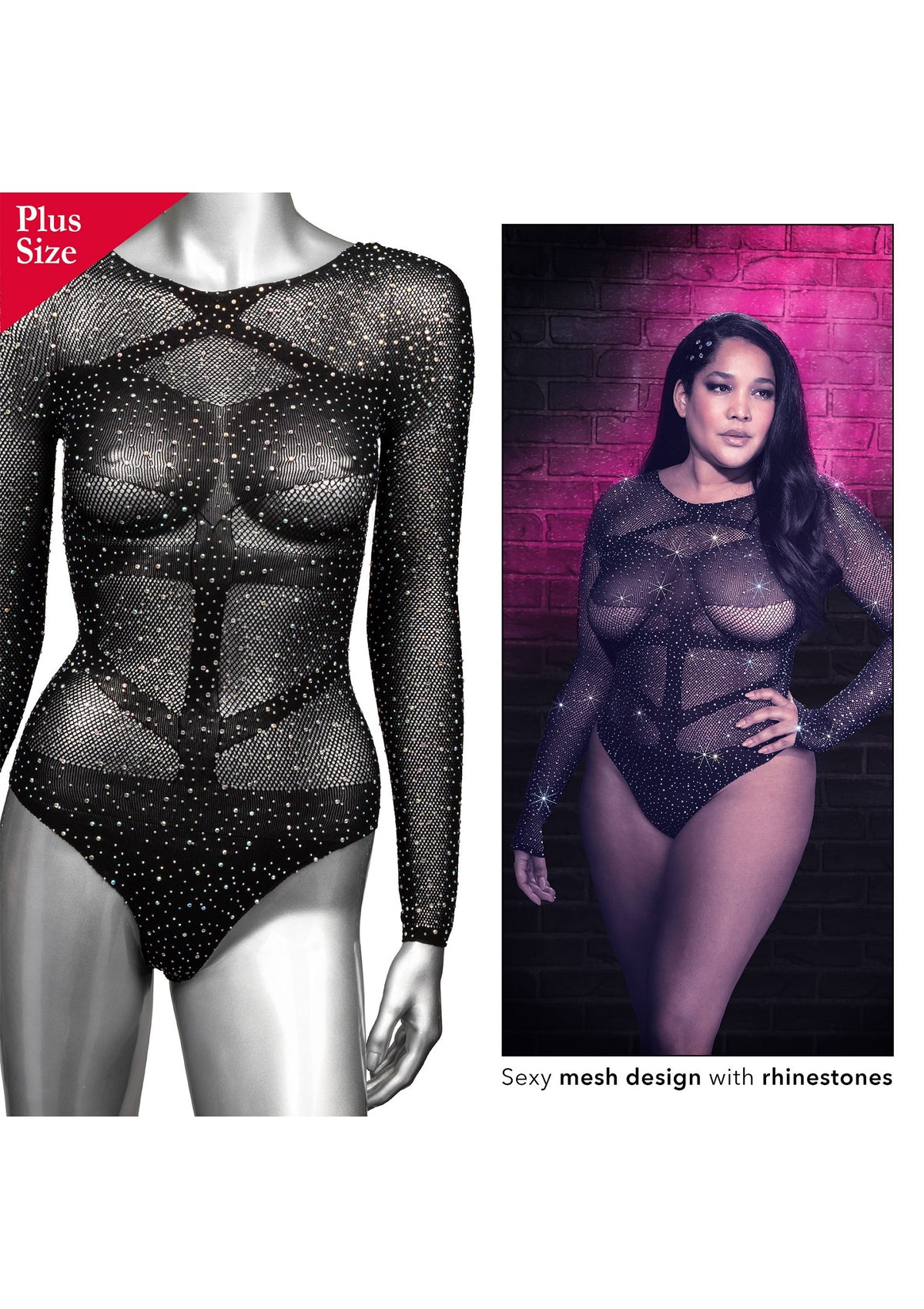 CalExotics Radiance Plus Size Long Sleeve Body Suit