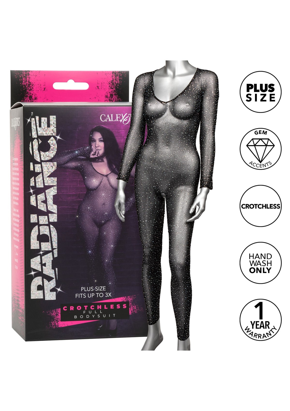 CalExotics Radiance Plus Size Crotchless Full Body Suit