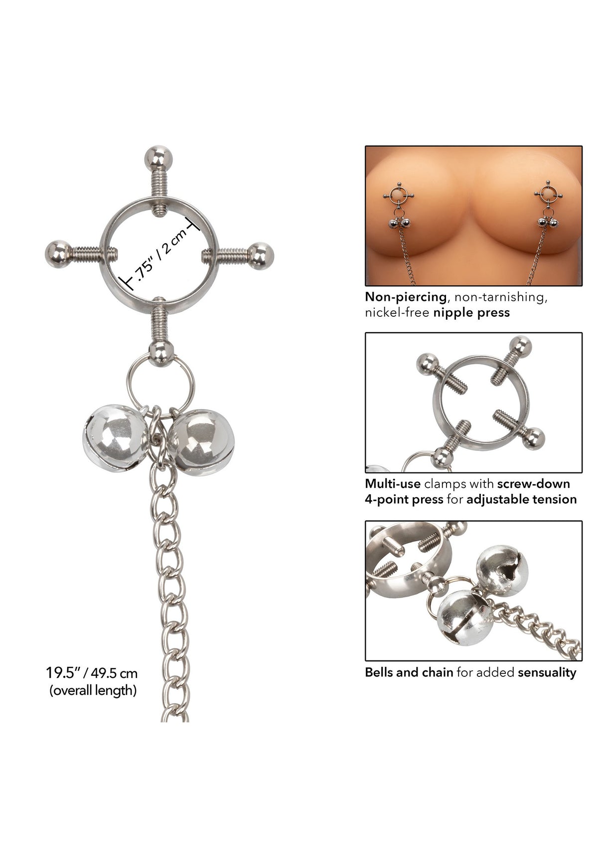 CalExotics Nipple Grips 4-Point Nipple Press with Bells