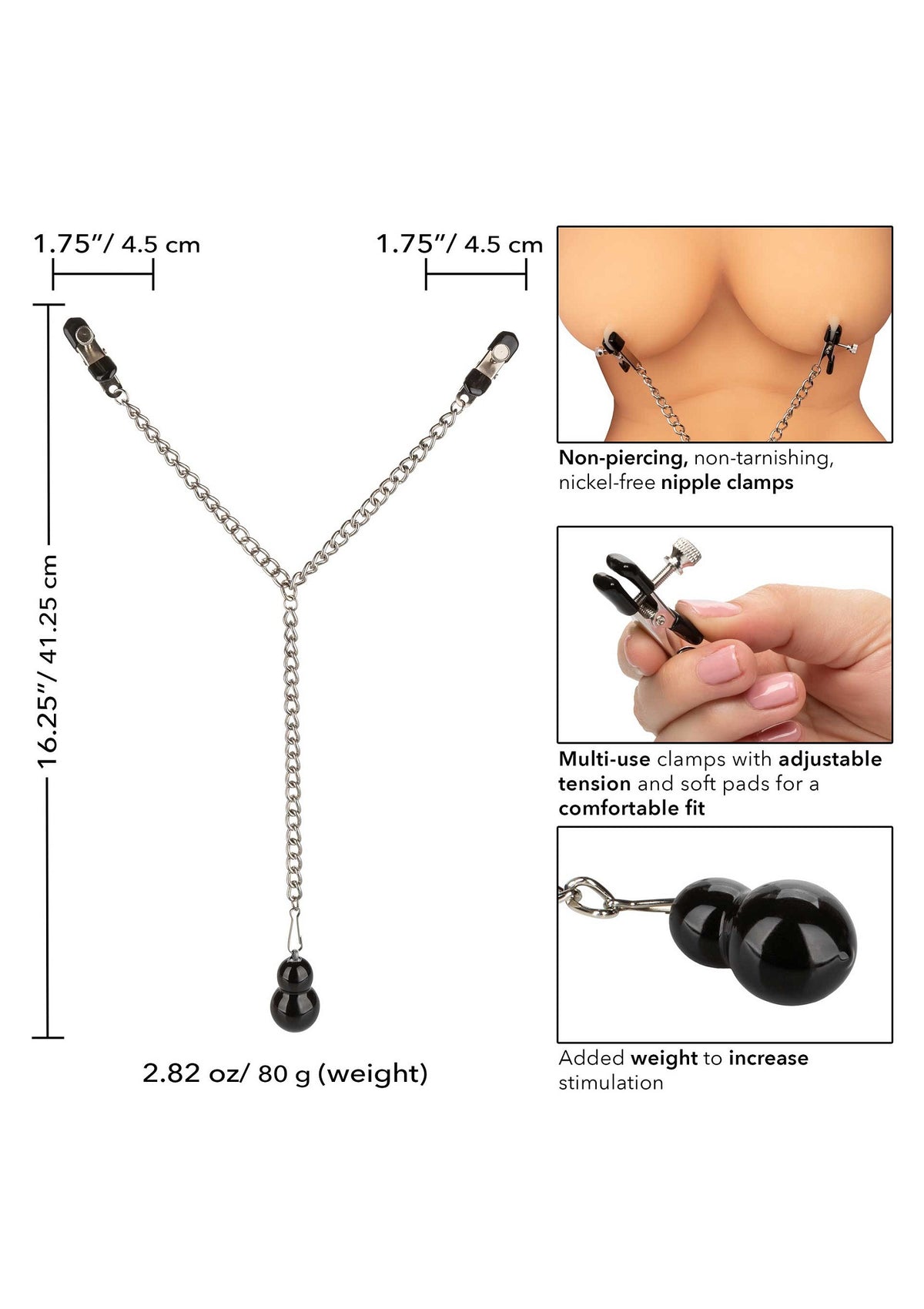 CalExotics Nipple Play Weighted Dual Tier Nipple Clamps