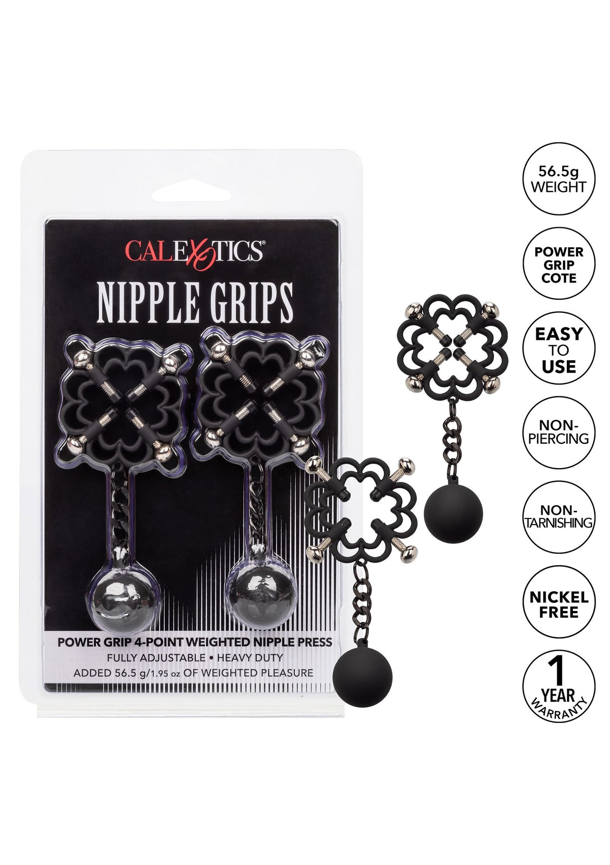 CalExotics Nipple Grips Power Grip 4-Point Weighted Nipple Press