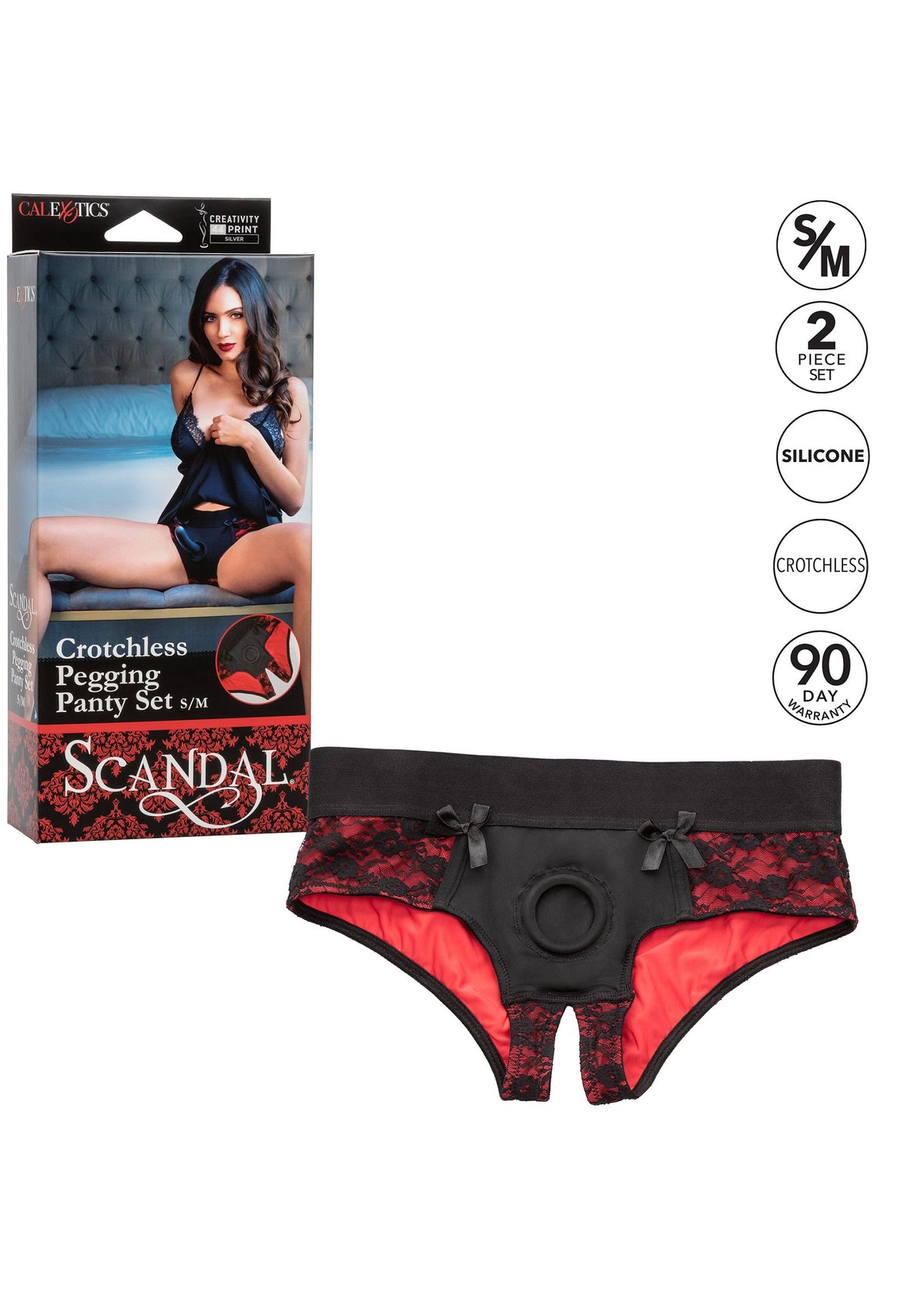 CalExotics Scandal Crotchless Pegging Panty Set S/M