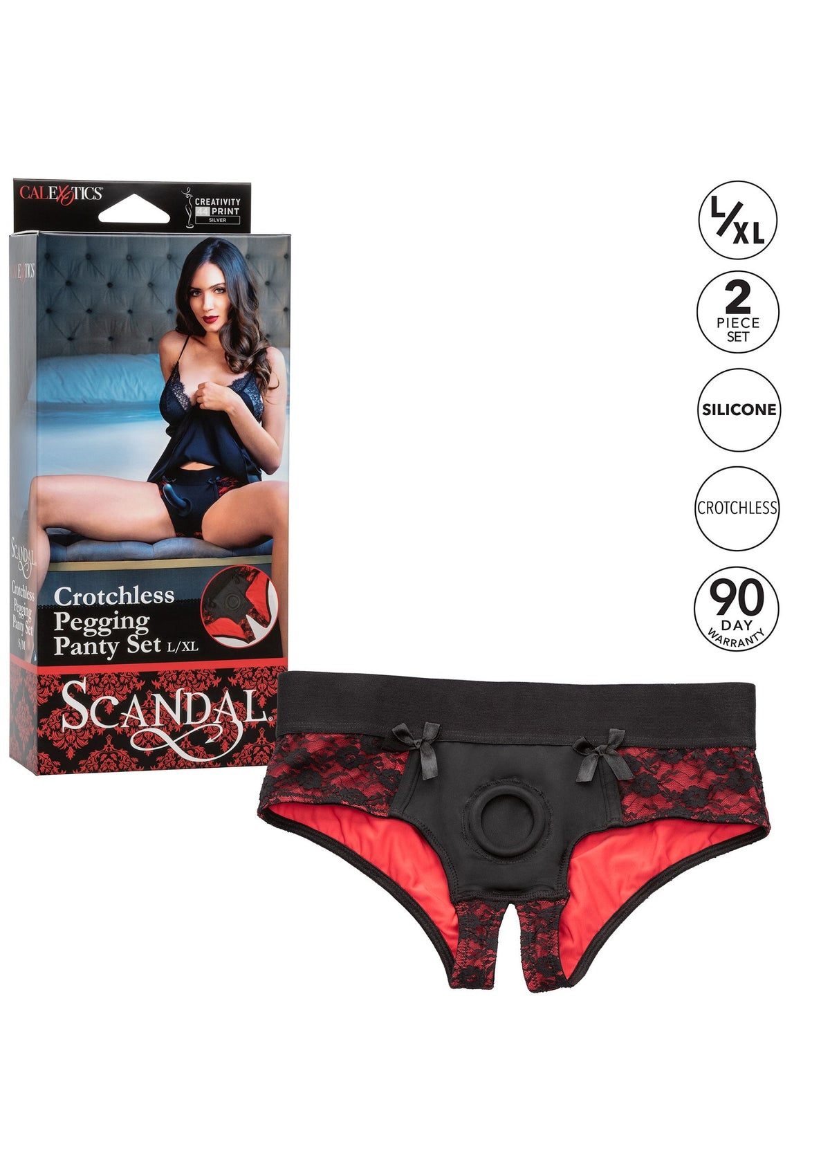 CalExotics Scandal Crotchless Pegging Panty Set L/XL