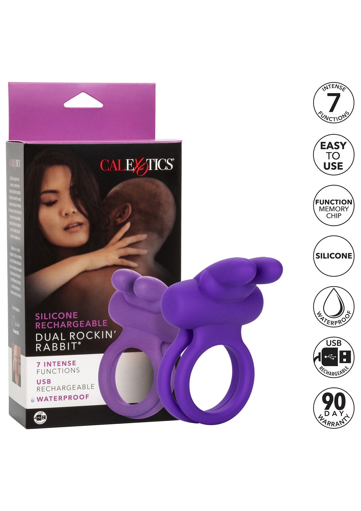 CalExotics Silicone Rechargeable Dual Rockin’ Rabbit Enhancer