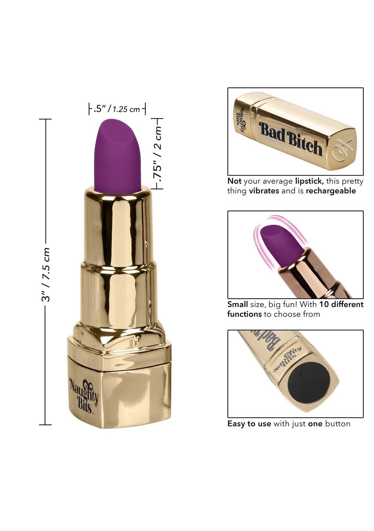 CalExotics Naughty Bits Bad Bitch Lipstick Vibrator