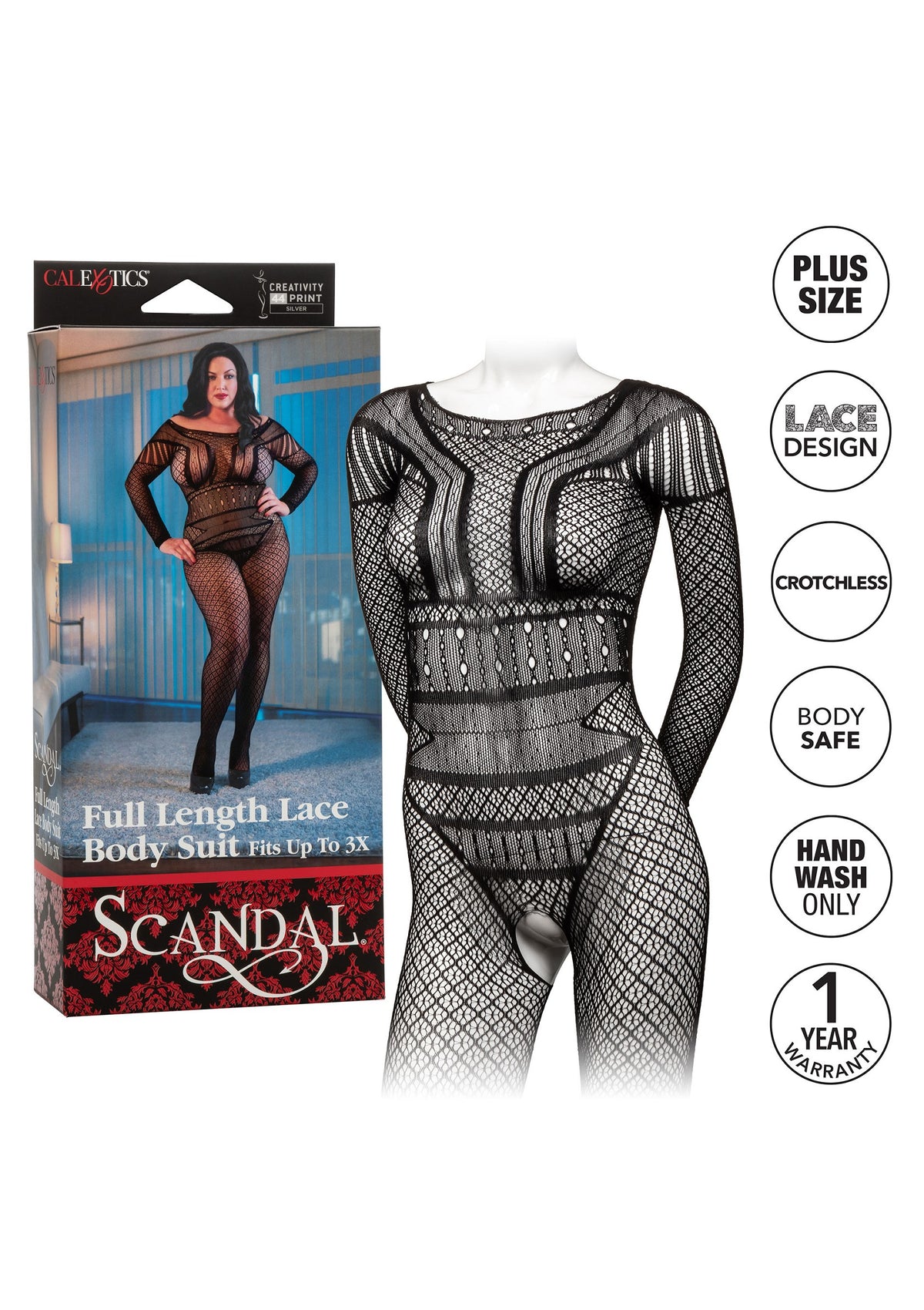 CalExotics Scandal Plus Size Full Length Lace Body Suit