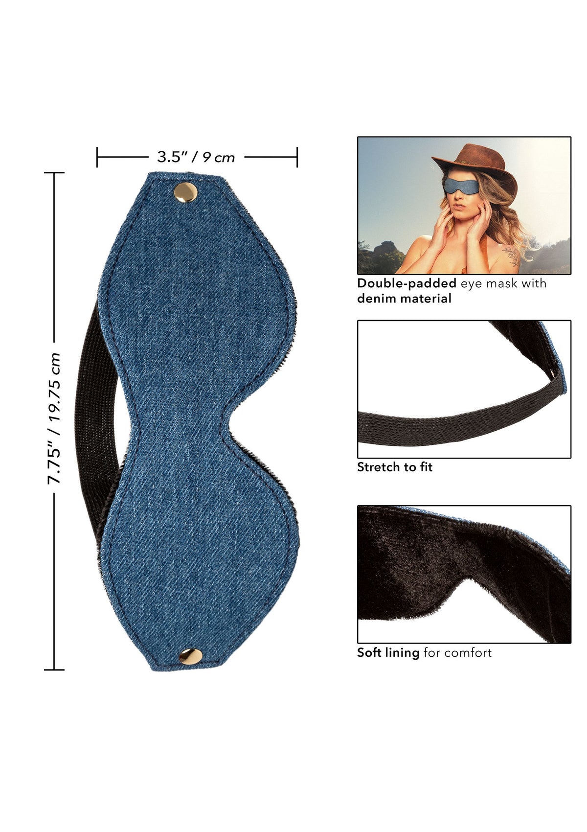 CalExotics Ride 'em Premium Denim Collection Eye Mask