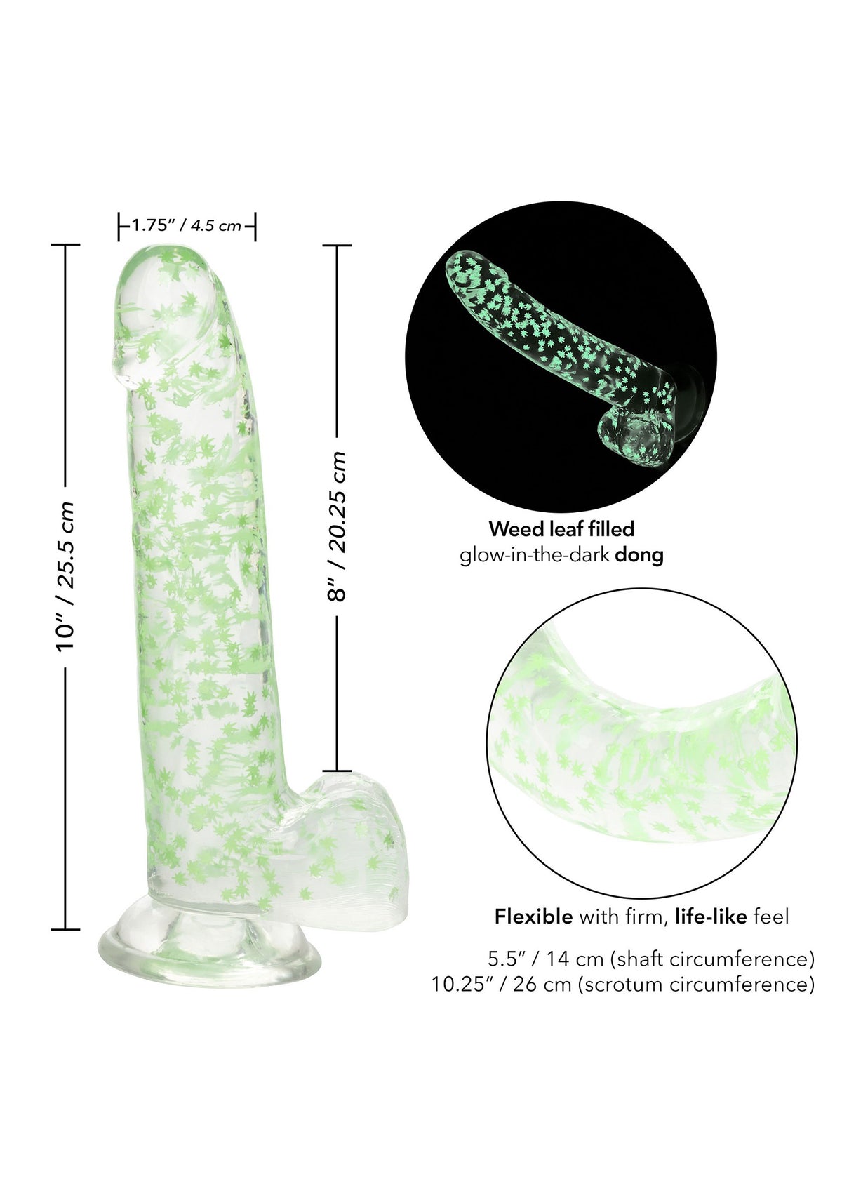 CalExotics Naughty Bits I Leaf Dick Glow-In-The-Dark Weed Leaf Dildo