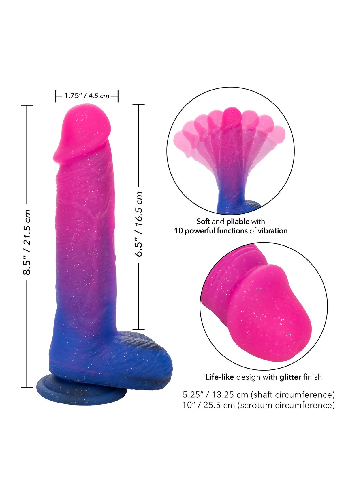 CalExotics Naughty Bits Ombré Hombre XL Vibrating Dildo