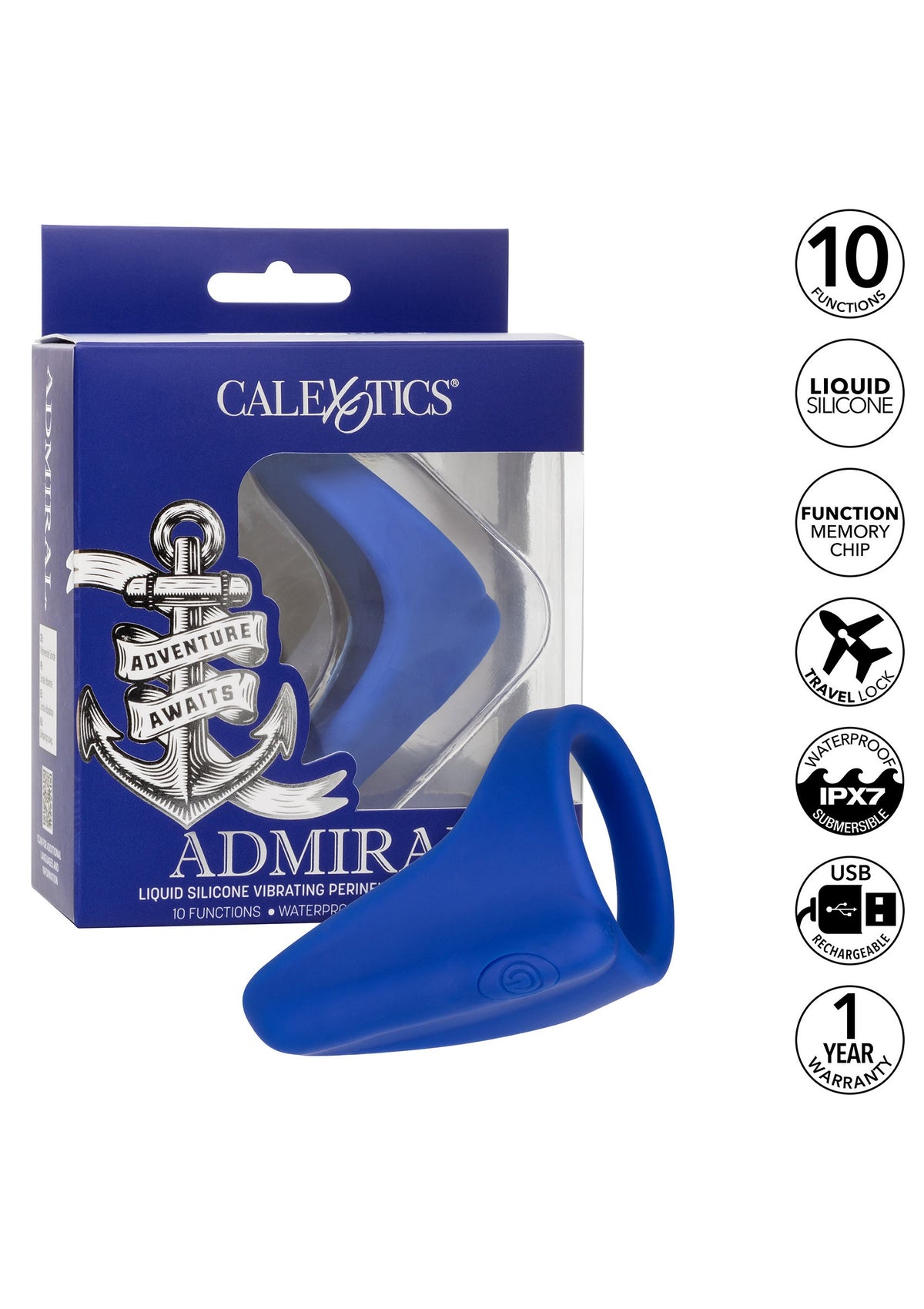 CalExotics Admiral Liquid Silicone Vibrating Perineum Massager & Ring