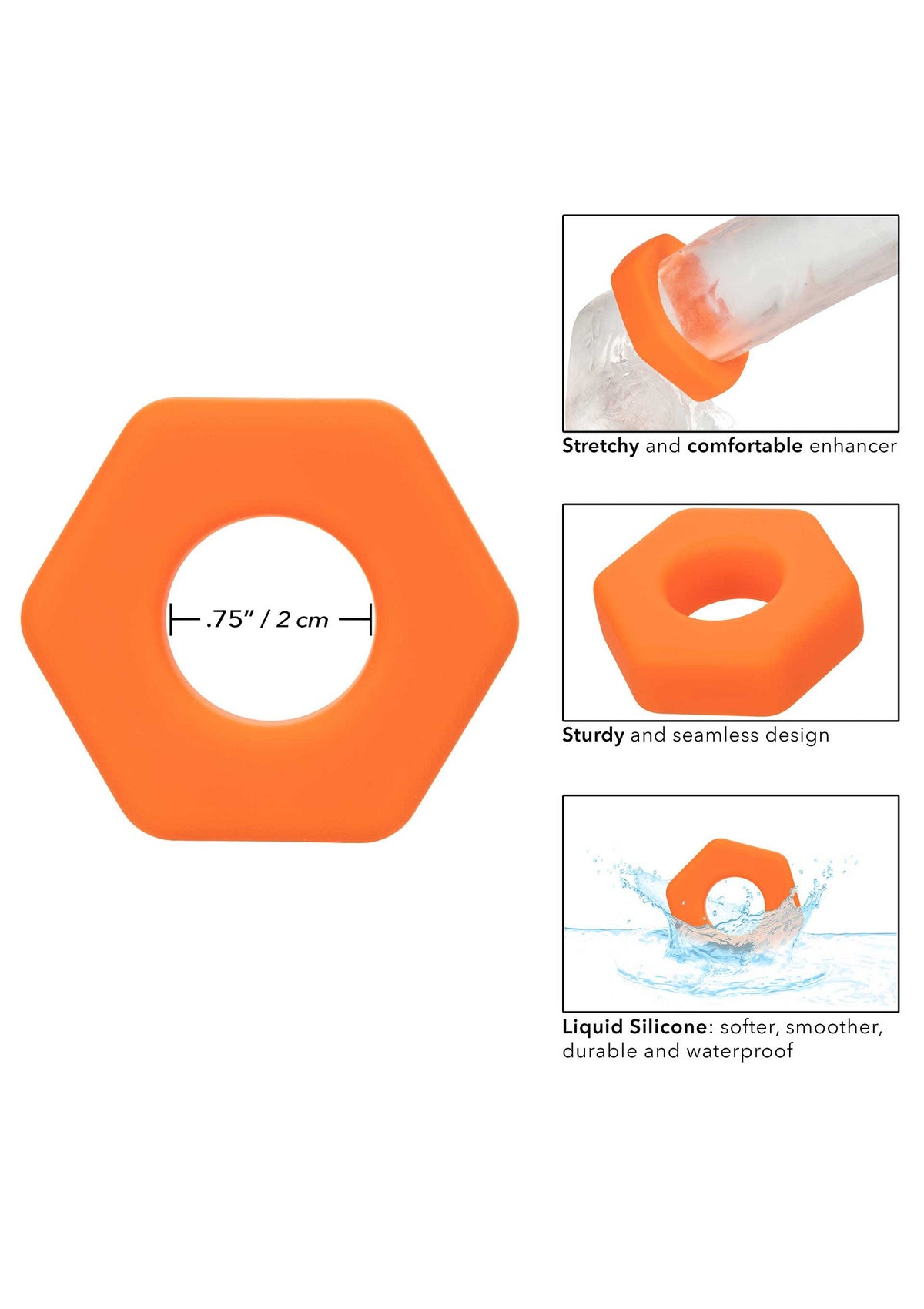 CalExotics Alpha Liquid Silicone Prolong Sexagon Ring