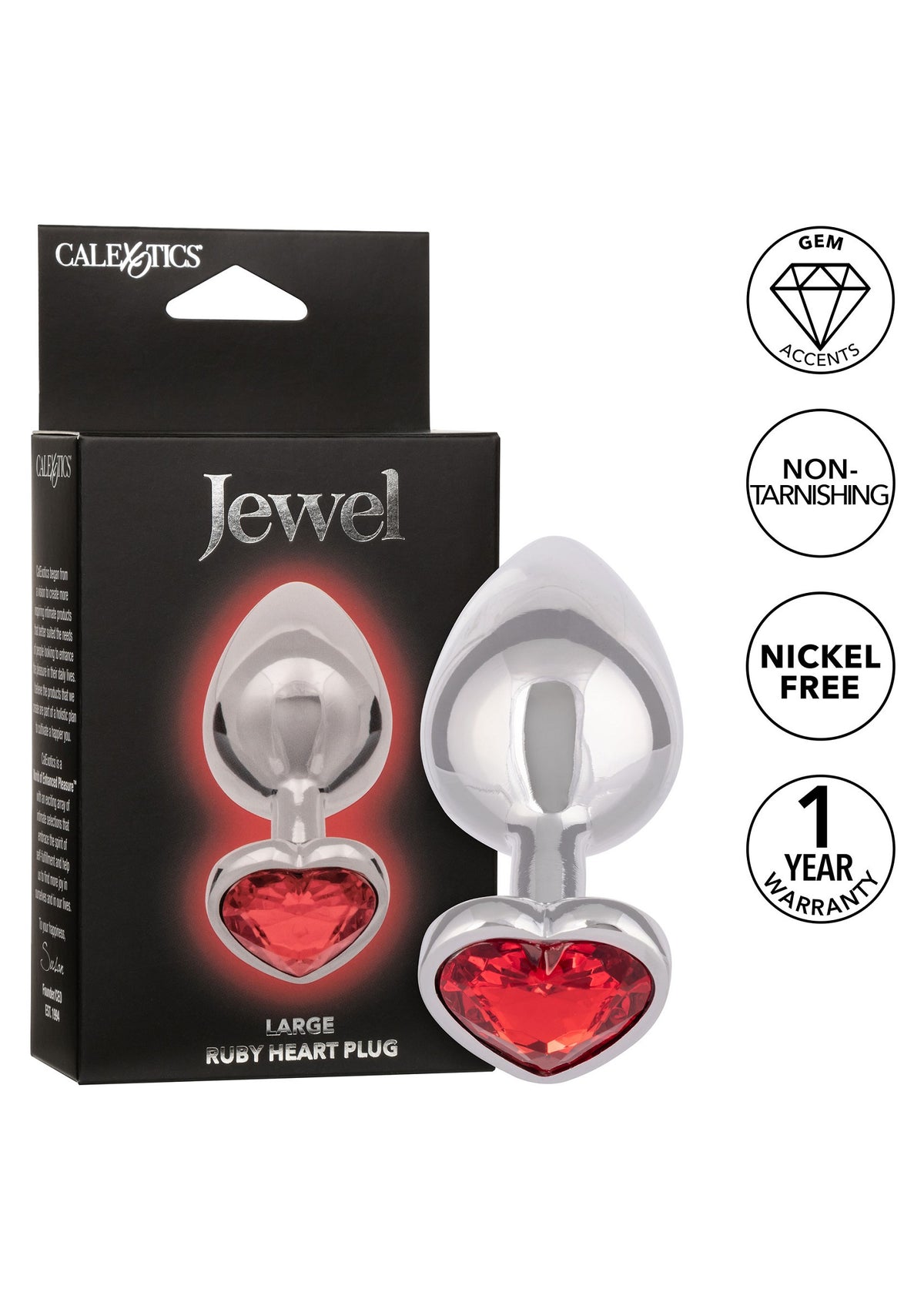 CalExotics Jewel Large Ruby Heart Plug