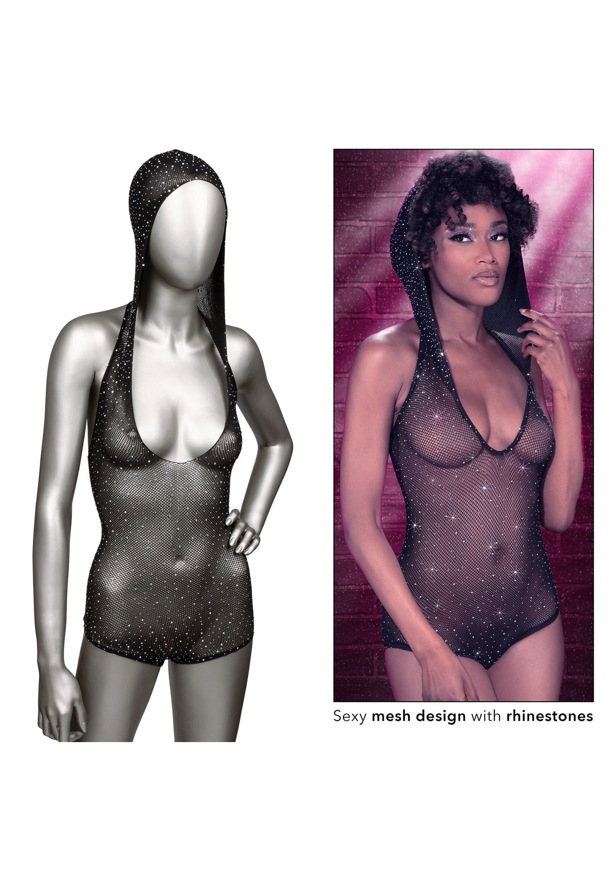 CalExotics Radiance Hooded Deep V Body Suit