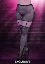 CalExotics Radiance Plus Size One Piece Garter Skirt with Thigh Highs