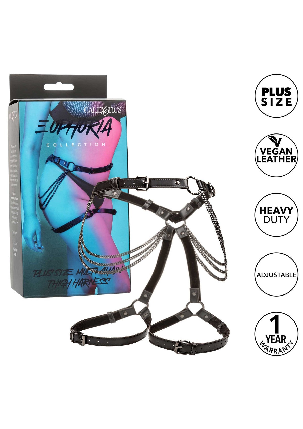 CalExotics Euphoria Collection Plus Size Multi Chain Thigh Harness