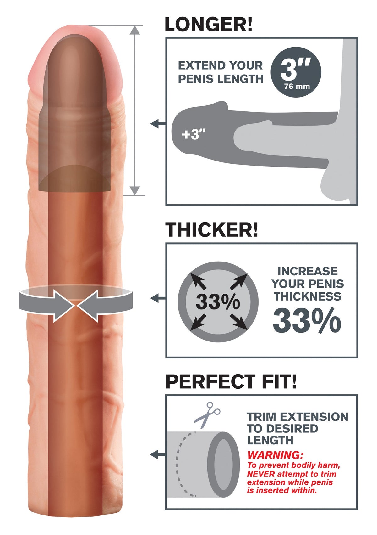 Pipedream Fantasy X-tensions FX Perfect 3' Extension