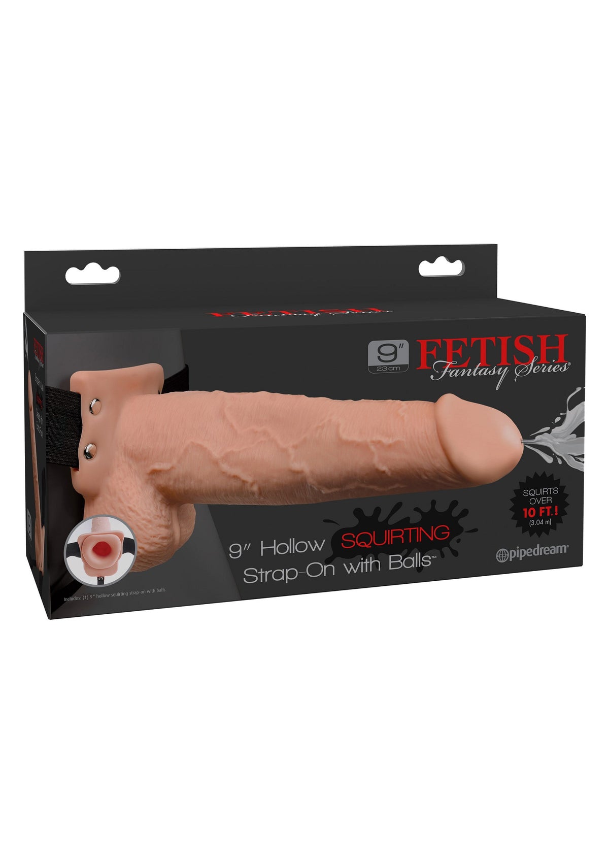 Pipedream Fetish Fantasy 9' Hollow Squirting Strap On