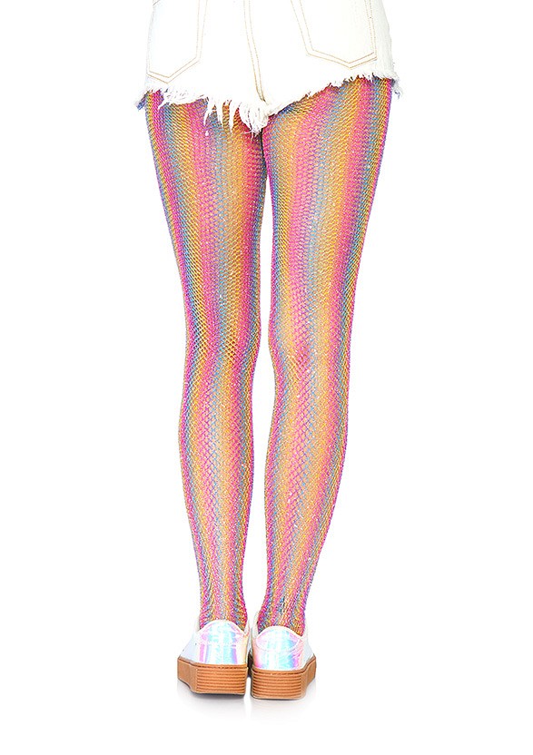 Leg Avenue Lurex rainbow fishnet tights