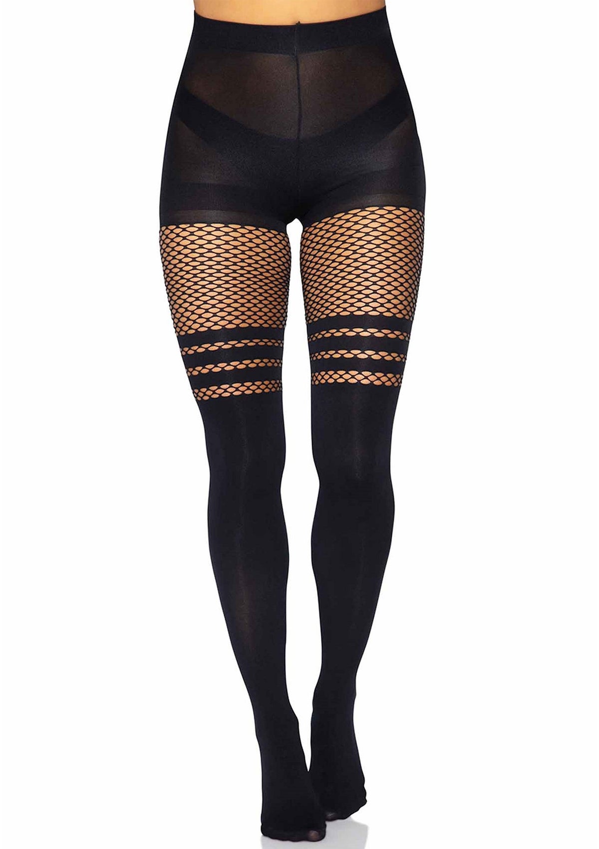 Leg Avenue Pantyhose With Fishnet Stripes