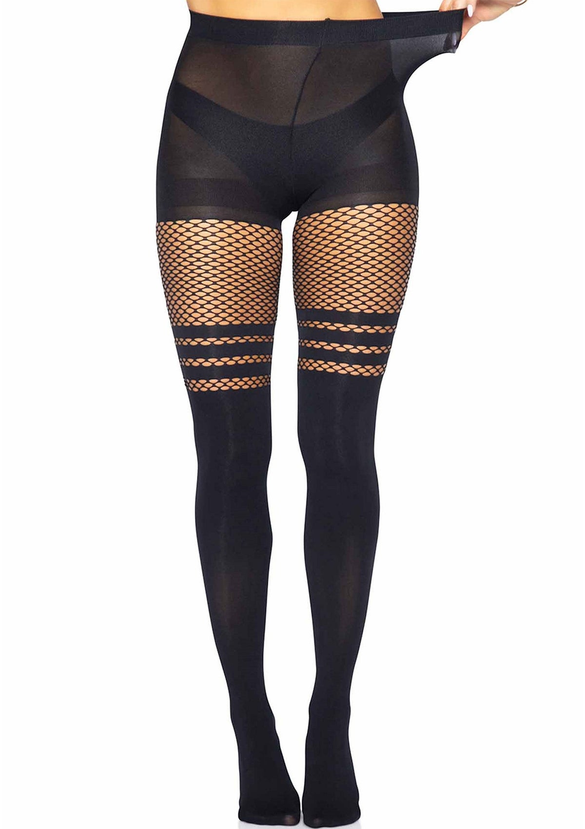 Leg Avenue Pantyhose With Fishnet Stripes