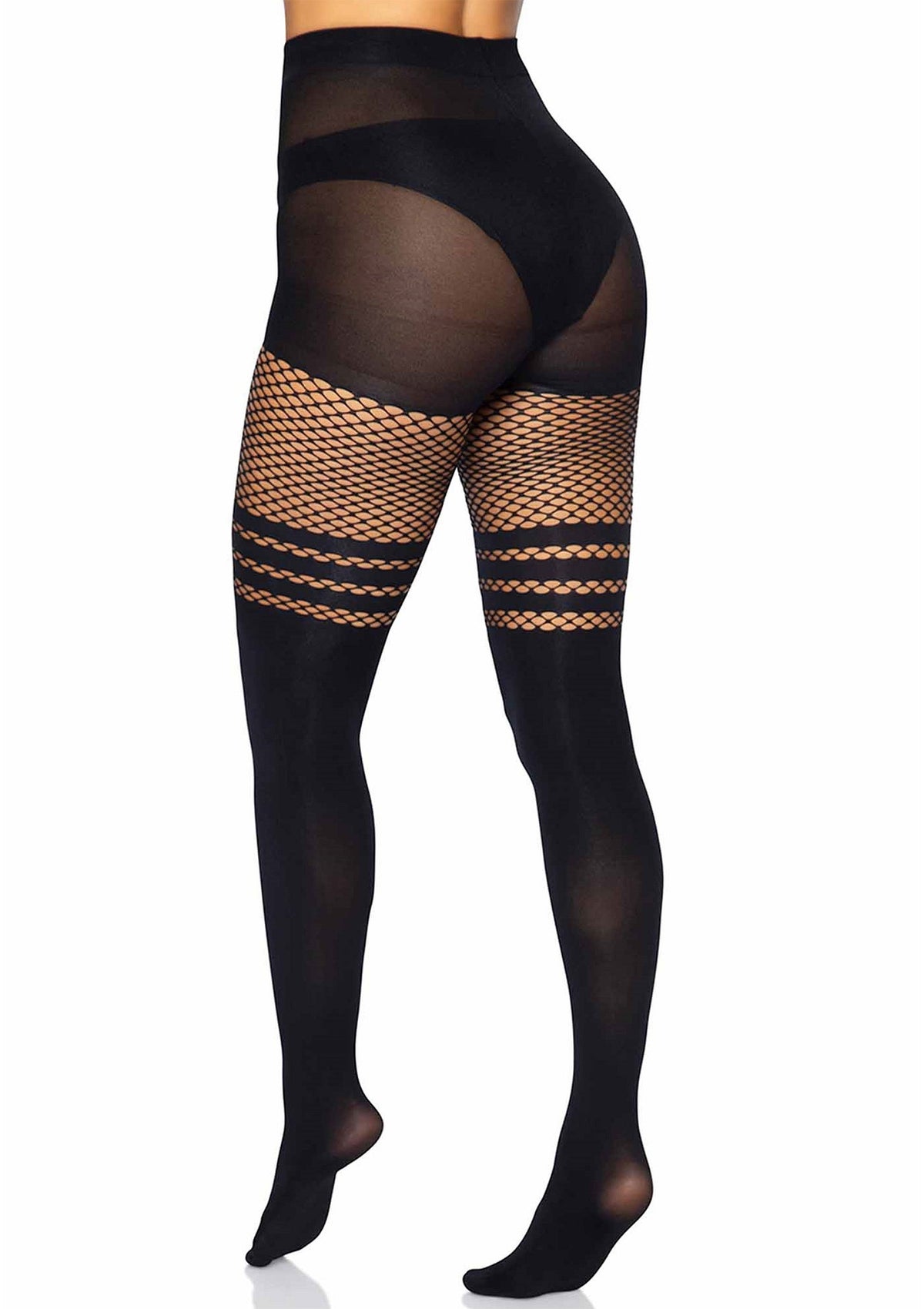 Leg Avenue Pantyhose With Fishnet Stripes