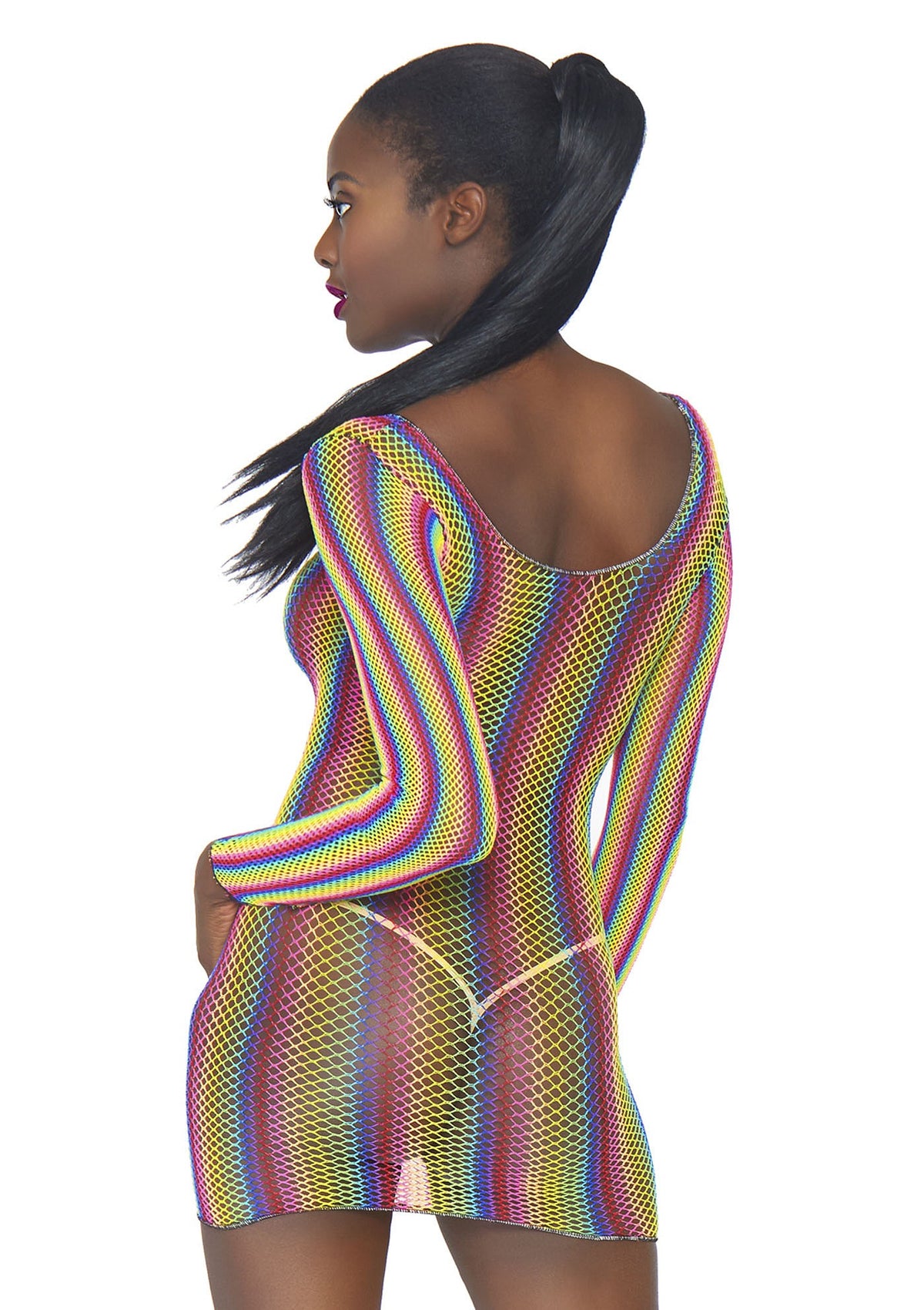 Leg Avenue Rainbow fishnet mini dress