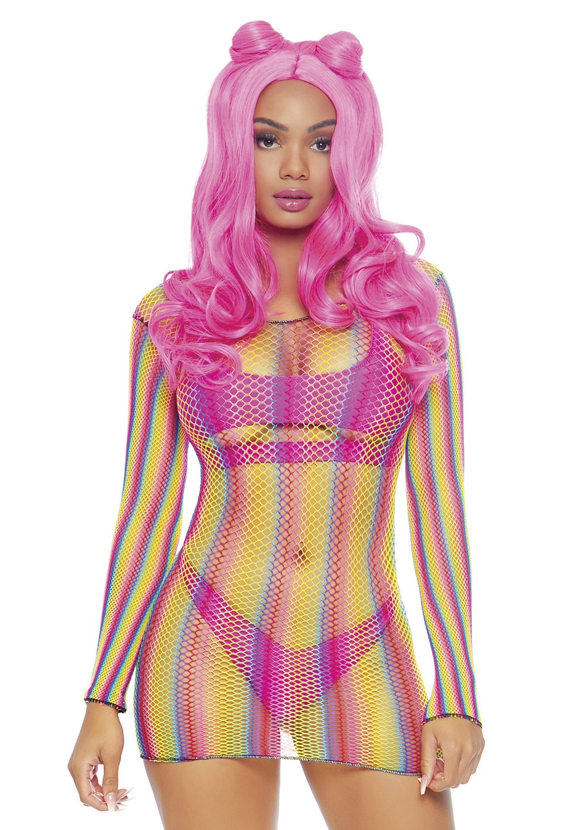 Leg Avenue Rainbow fishnet mini dress