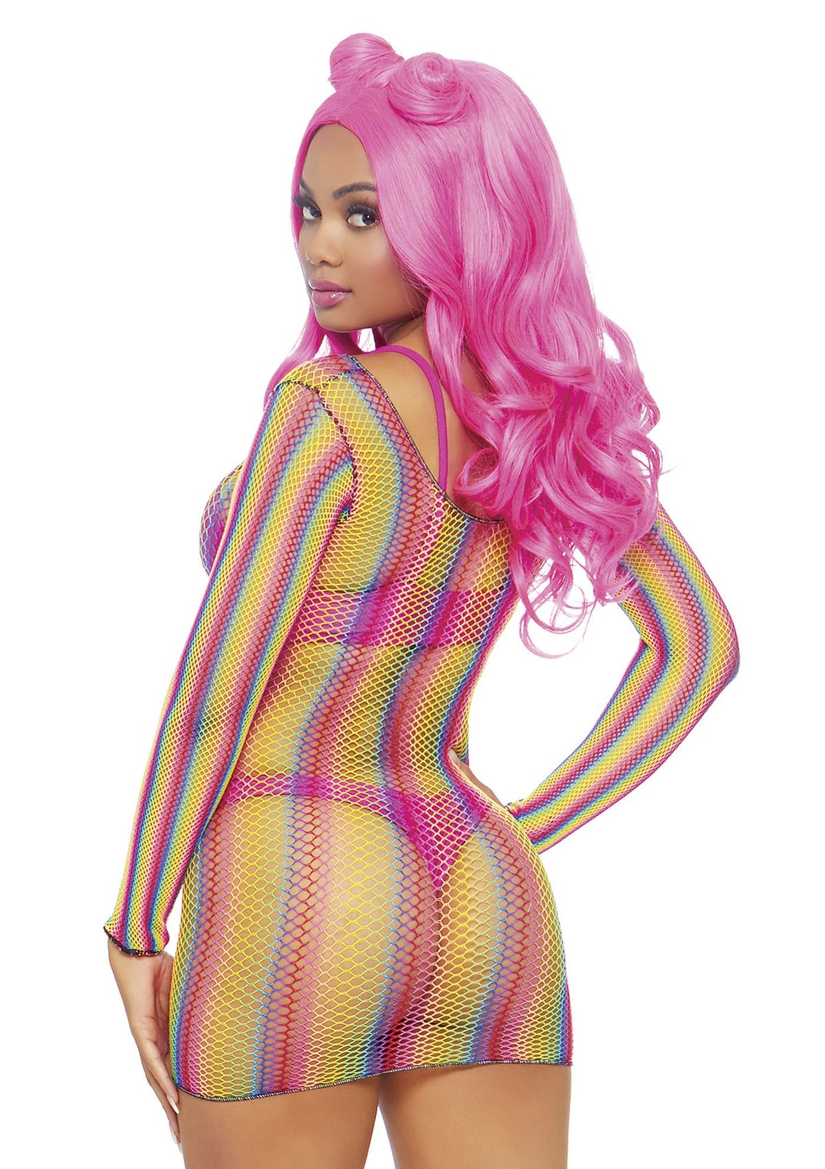 Leg Avenue Rainbow fishnet mini dress