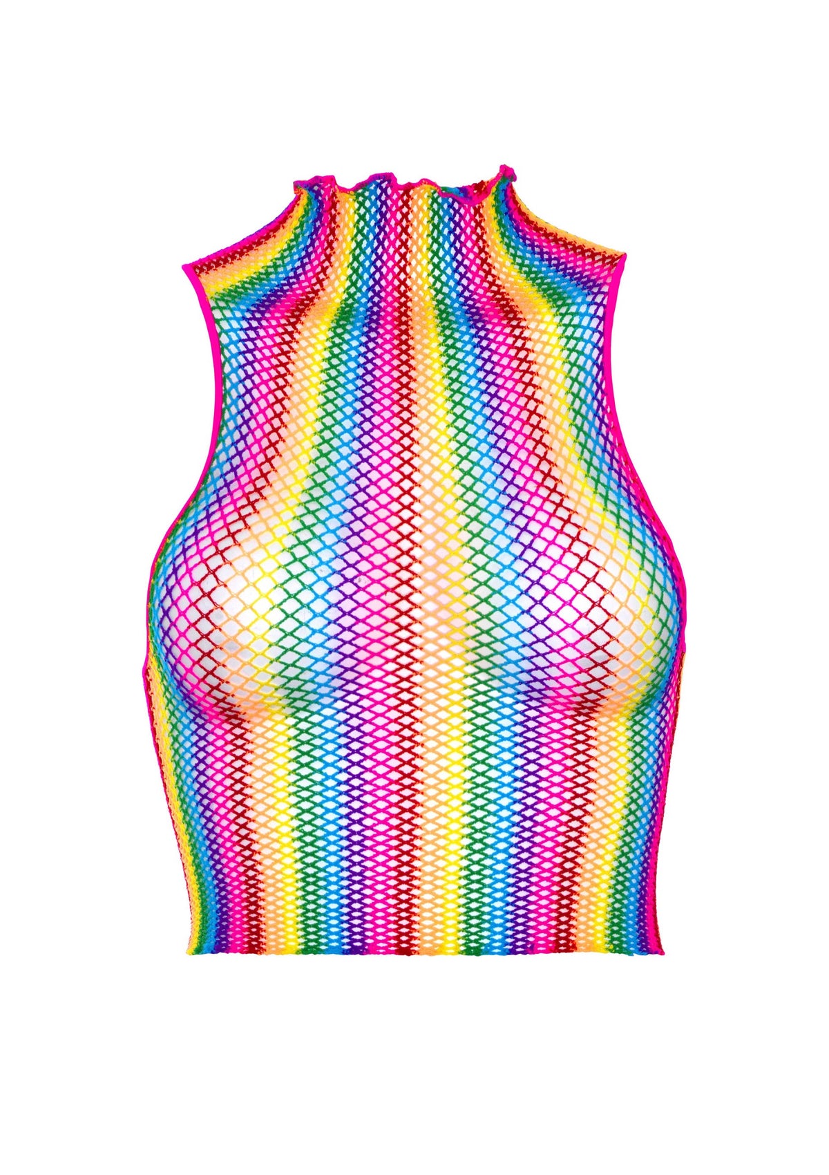 Leg Avenue Rainbow net high neck crop top