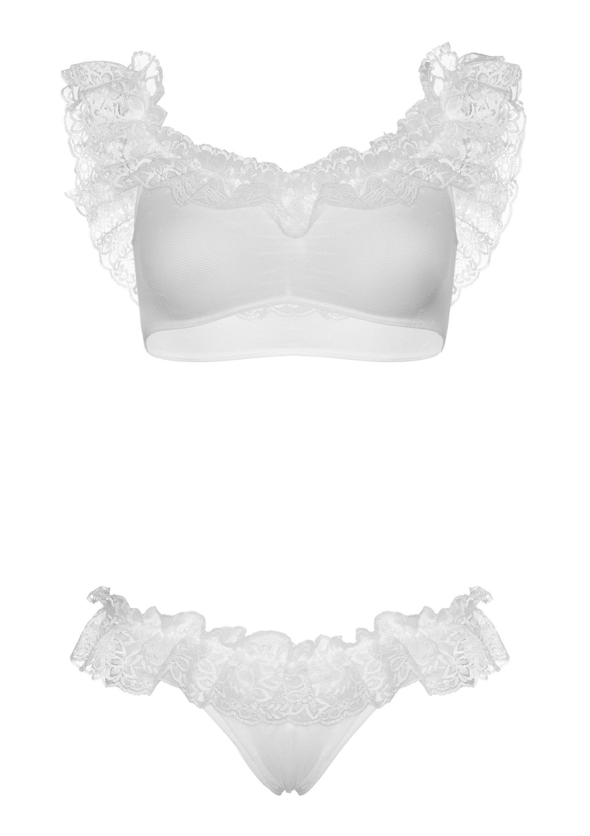 Leg Avenue Lace ruffle crop top and panty