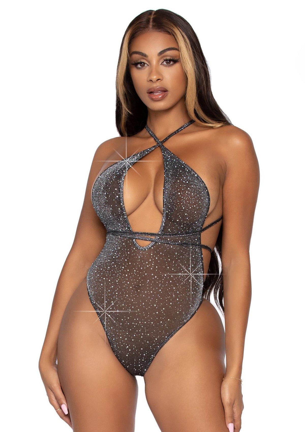 Leg Avenue Lurex & rhinestone teddy