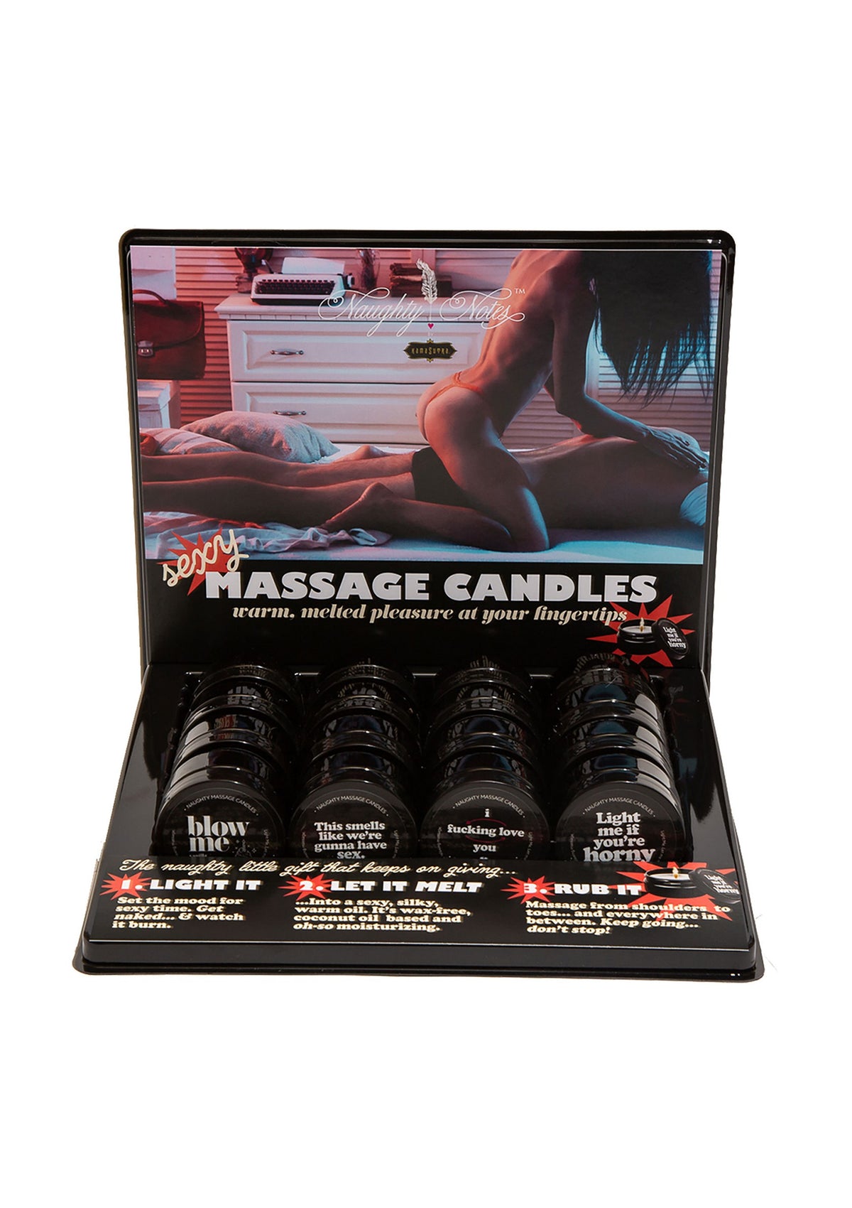 Kama Sutra Display 16pcs Massage Candle