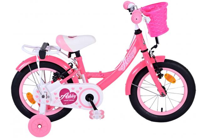 Volare Ashley Kinderfiets - Meisjes - 14 inch - Roze/Rood - Twee Handremmen